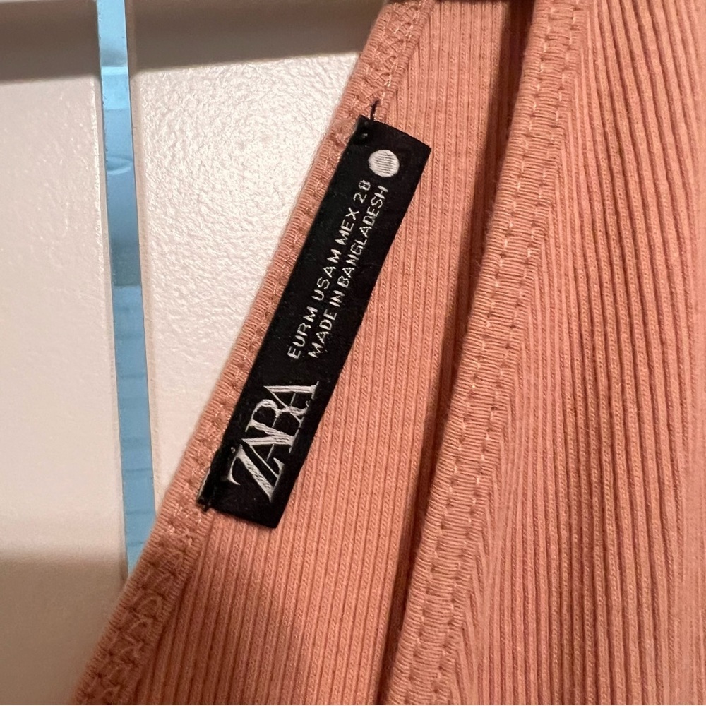 Zara Tan Ribbed Midi Dress - Picture 2 of 8